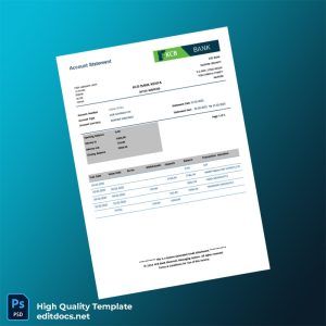 Kenya KCB Bank Account Statement Template in Word and PDF formats