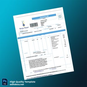 Kenya Kenya Power Editable Electricity Bill Template in Word and PDF formats