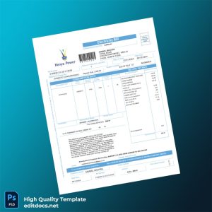 Kenya Kenya Power Lighting Company Limited Editable Utility Bill Template in Word and PDF formats