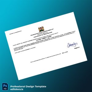 Editable Kenya Ministry of Commerce Business Registration Certificate Template (Word&PDF) Page Preview - EditDocs