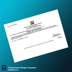 Editable Kenya Registrar of Business Names Business Registration Certificate Template (Word&PDF) Page Preview - EditDocs