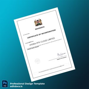 Editable Kenya Registrar of Companies Company Registration Certificate Template (Word&PDF) Page Preview - EditDocs