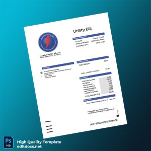 Libya General Electricity Company Editable Electricity Bill Template in Word and PDF formats