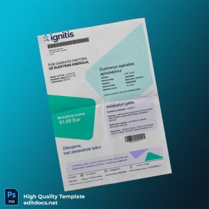 Lithuania UAB Ignitis Editable Electricity Bill Template in Word and PDF formats