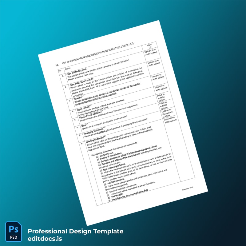 Editable Malaysia Department of Veterinary Services Business Registration Certificate Template in Word and PDF formats page 5 Page Preview - EditDocs