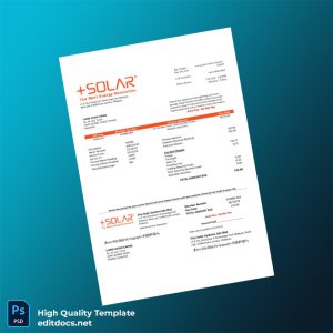 Malaysia Plus Solar Systems Sdn Bhd Editable Utility Bill Template in Word and PDF formats