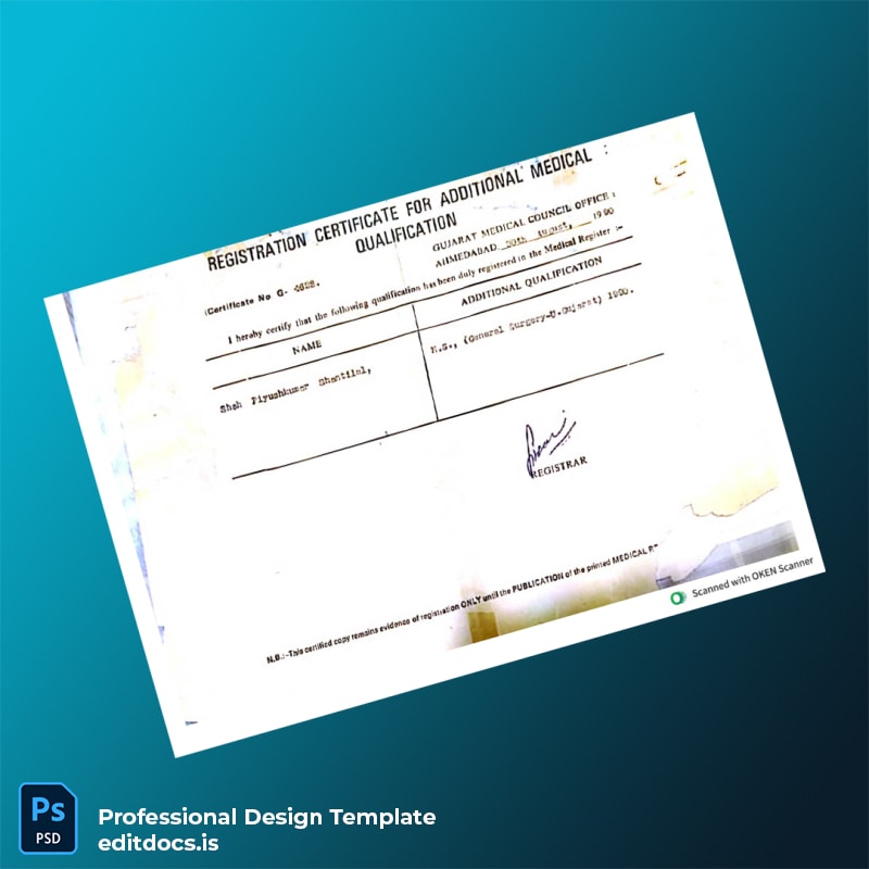 Editable Medical Council Registration Certificate Template (Word&PDF) Page Preview - EditDocs