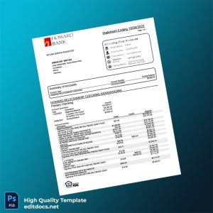Morocco Howard Bank Account Statement Template in Word and PDF formats