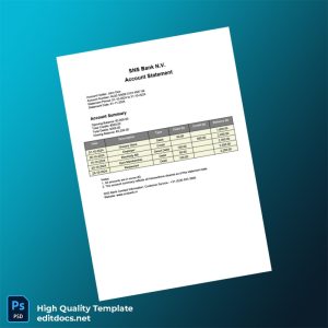 Netherlands SNS Bank Statement Template in Word and PDF formats