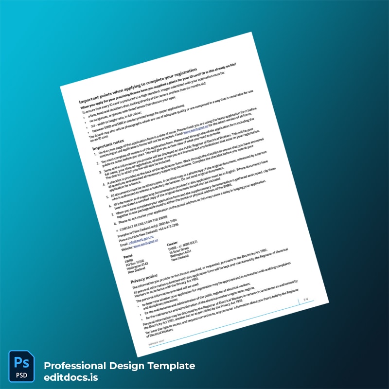 Editable New Zealand Electrical Registration License Application for Overseas Applicants Template in Word and PDF formats page 3 Page Preview - EditDocs