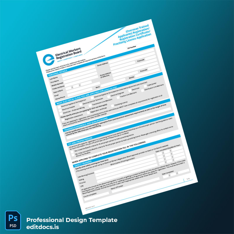 Editable New Zealand Electrical Registration License Application for Overseas Applicants Template in Word and PDF formats page 5 Page Preview - EditDocs