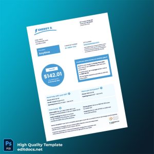 New Zealand EnergyA Editable Electricity Bill Template in Word and PDF formats