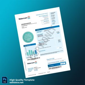New Zealand Watercare Services Editable Water Bill Template in Word and PDF formats
