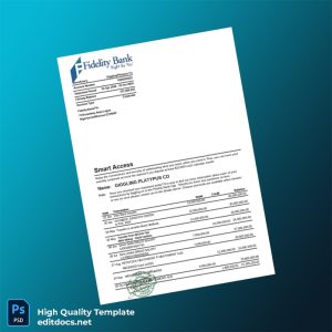 Nigeria Fidelity Bank Statement Template in Word and PDF formats