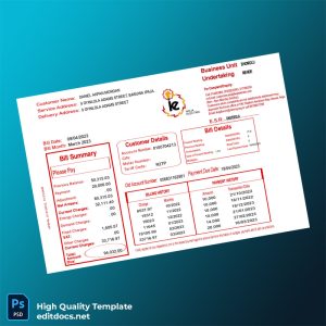 Nigeria Ikeja Electric Editable Utility Bill Template in Word and PDF formats