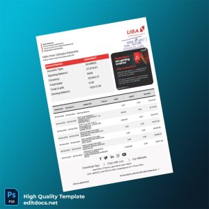 Nigeria UBA Group Bank Statement Template in Word and PDF formats