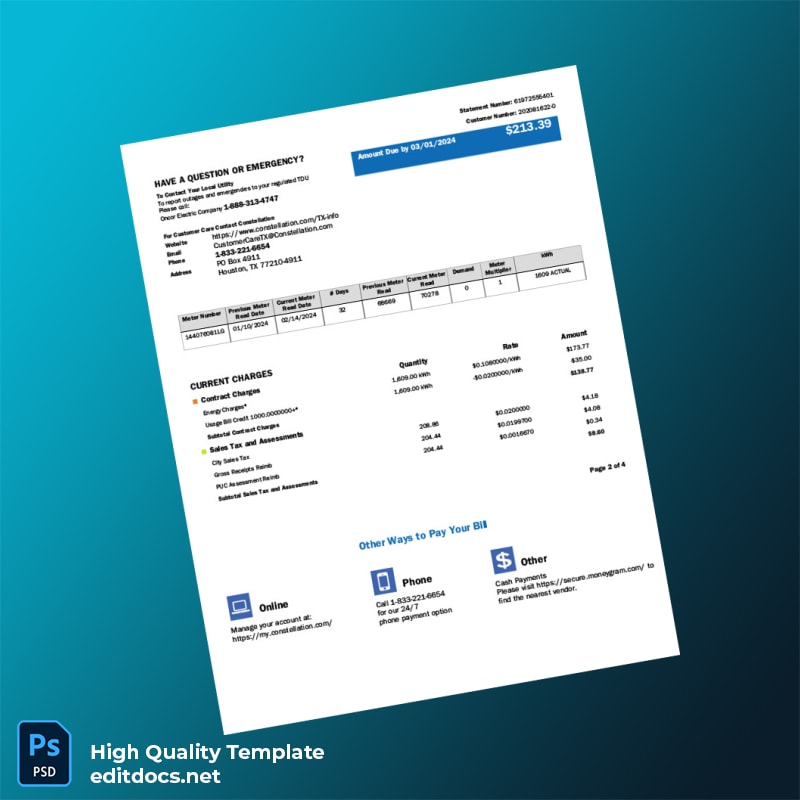 Not Specified Editable Bill Template in Word and PDF formats page 2