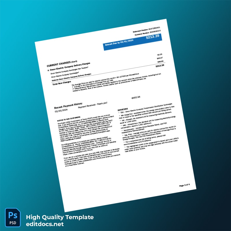 Not Specified Editable Bill Template in Word and PDF formats page 3