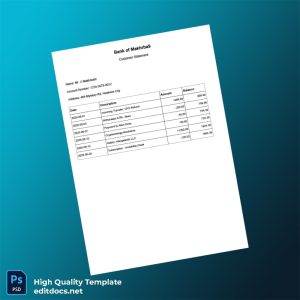 Nowhere City Fake Bank Statement Template in Word and PDF formats