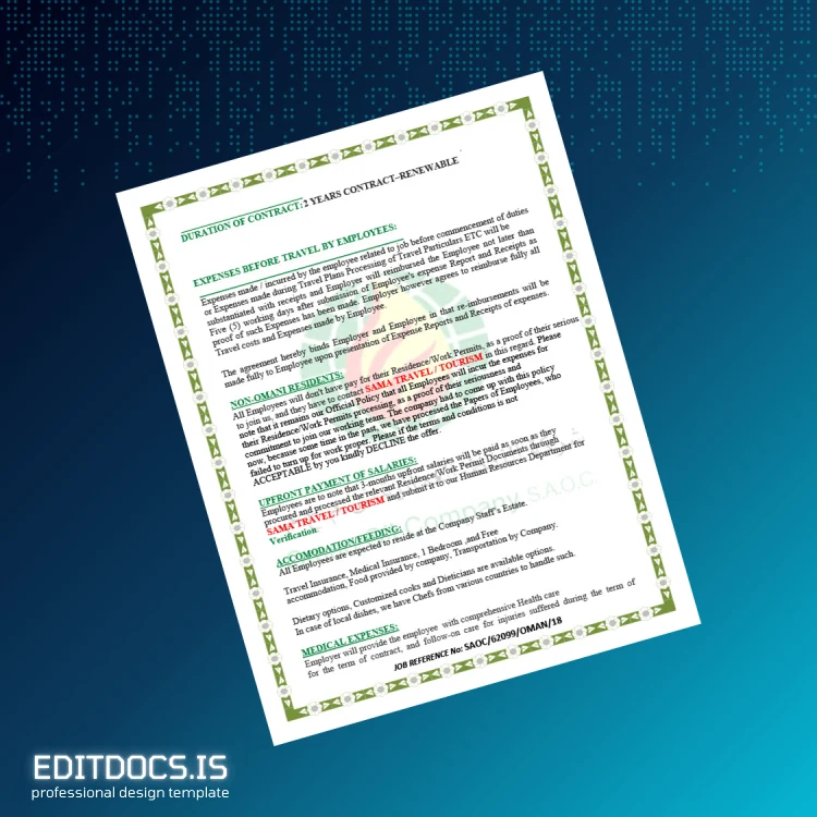 Editable Oman Oil Company Salary Certificate Template in Word and PDF formats page 2 Page Preview - EditDocs