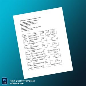 Oman Bank Dhofar Editable Bank Statement Template in Word and PDF formats