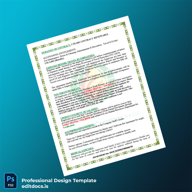 Editable Oman Oman Oil Company Employment Verification Letter Template in Word and PDF formats page 2 Page Preview - EditDocs