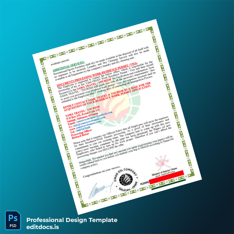 Editable Oman Oman Oil Company Employment Verification Letter Template in Word and PDF formats page 4 Page Preview - EditDocs
