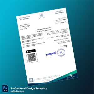 Editable Oman Tax Authority VAT Registration Certificate Template (Word&PDF) Page Preview