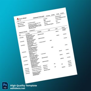 Pakistan Alfalah Bank Editable Bank Statement Template in Word and PDF formats