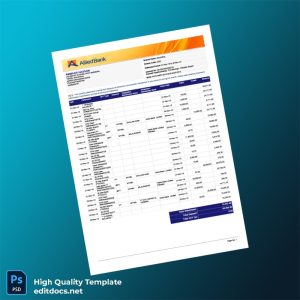 Pakistan Allied Bank Limited Editable Bank Statement Template in Word and PDF formats