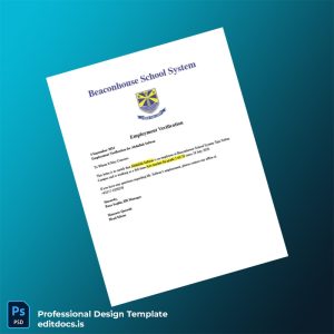 Editable Pakistan Beaconhouse School System Employment Verification Letter Template (Word&PDF) Page Preview - EditDocs