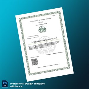 Editable Pakistan Directorate of Labour Welfare Registration Certificate Template (Word&PDF) Page Preview
