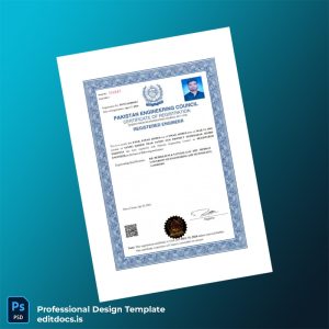Editable Pakistan Engineering Council Registration Certificate Template (Word&PDF) Page Preview