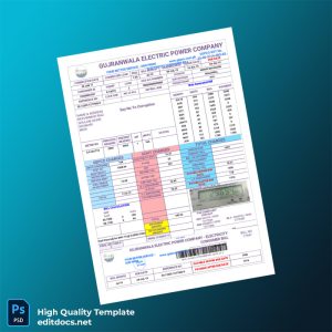 Pakistan Gujranwala Electric Power Company Editable Electricity Bill Template in Word and PDF formats