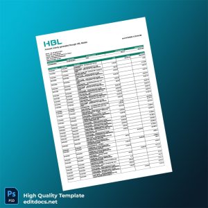 Pakistan HBL Editable Bank Statement Template in Word and PDF formats