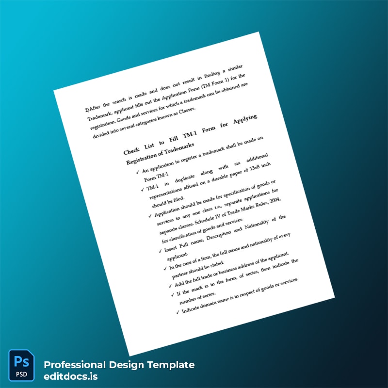 Editable Pakistan Intellectual Property Organization Trade Mark Registration Certificate Template in Word and PDF formats page 2 Page Preview - EditDocs