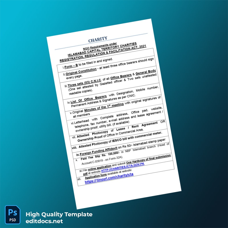 Pakistan Islamabad Capital Territory Editable Inion Leaflet Template in Word and PDF formats