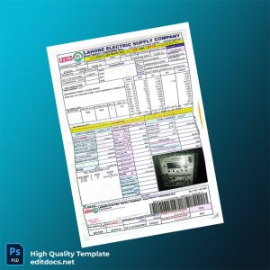 Pakistan Lahore Electric Supply Company Editable Electricity Bill Template in Word and PDF formats