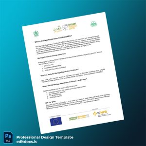 Editable Pakistan NADRA Marriage Registration Certificate Template (Word&PDF) Page Preview