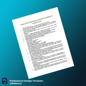 Editable Pakistan Provincial Government Pesticide Distribution Registration Checklist Template (Word&PDF) Page Preview - EditDocs