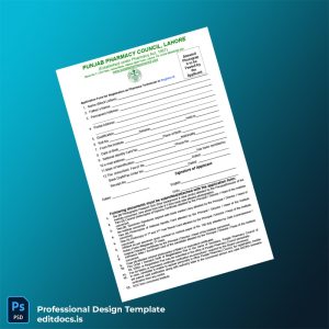 Editable Pakistan Punjab Pharmacy Council Registration Form Template (Word&PDF) Page Preview - EditDocs