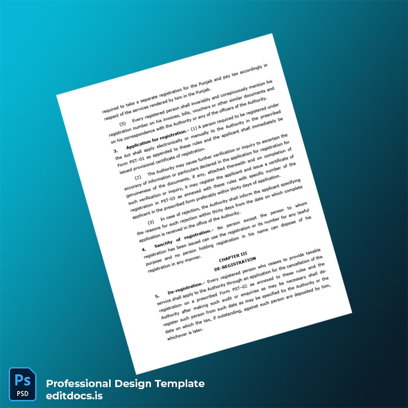 Editable Pakistan Punjab Revenue Authority Registration Certificate Template in Word and PDF formats page 2 Page Preview - EditDocs