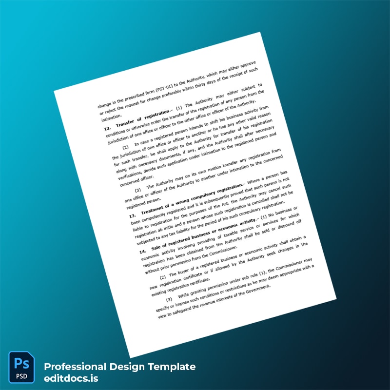 Editable Pakistan Punjab Revenue Authority Registration Certificate Template in Word and PDF formats page 4 Page Preview - EditDocs