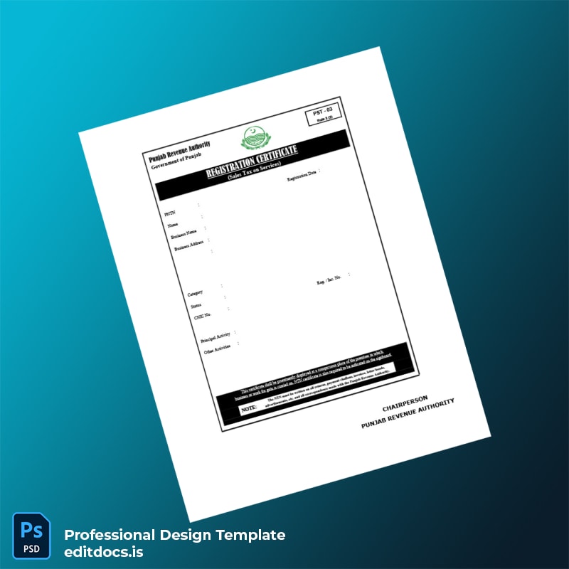 Editable Pakistan Punjab Revenue Authority Registration Certificate Template in Word and PDF formats page 8 Page Preview - EditDocs