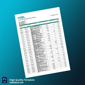 Pakistan UBL Account Statement Template in Word and PDF formats