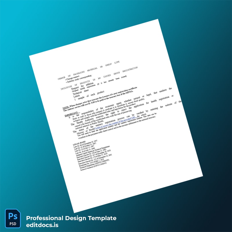 Editable Panama Ministry of Health Food Sanitary Registration Certificate Template in Word and PDF formats page 6 Page Preview - EditDocs