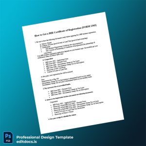 Editable Philippines BIR Registration Certificate Template (Word&PDF) Page Preview