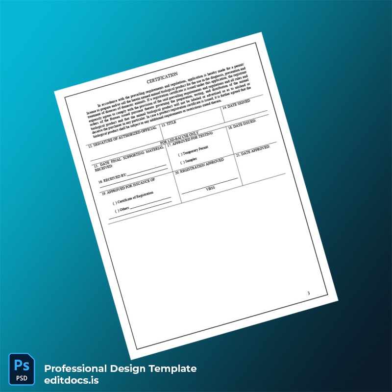 Editable Philippines Bureau of Animal Industry Application for Veterinary Biological Product Registration Template in Word and PDF format page 3 Page Preview - EditDocs