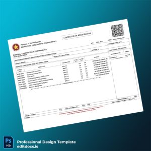 Editable Philippines Polytechnic University Registration Certificate Template (Word&PDF) Page Preview