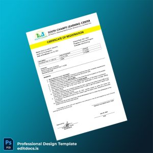 Editable Philippines South Champs Learning Center Certificate of Registration Template (Word&PDF) Page Preview - EditDocs